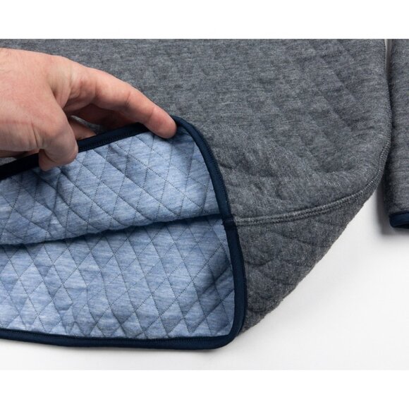 Marine Layer Corbet Pullover Men's Medium Reversible Quilted Snap Blue Gray - Picture 8 of 16